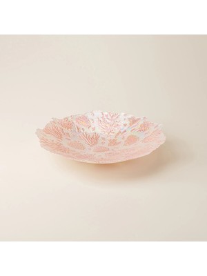 Matmel Deco Mercan Dekoratif Tabak - Beyaz / Pembe -  40 cm
