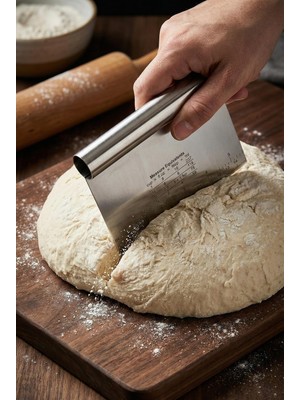 Renas Store Paslanmaz Çelik Ölçü Rehberli Hamur Kesici & Hamur Şekillendirici Spatula (11X14 Cm)