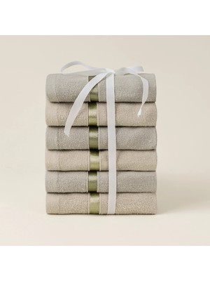 Matmel Soft Nova 6'lı Havlu Seti - Yeşil / Taş - 30X30 cm
