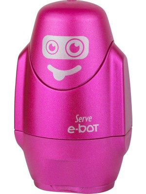 Serve E-Bot Metalik Pembe Silgili Kalemtıraş Tekli Parlak ve Dayanıklı Tasarım