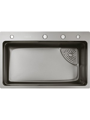 Ivento Ivnt 920297 75 cm Paslanmaz Çelik Mutfak Evyesi Tezgah Üstü 750X480X228MM