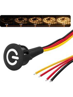 Renas Store PM-30779 5V Dc 16MM Gömme Dokunmatik LED Dimmer Kontrolcüsü Switch Buton Siyah
