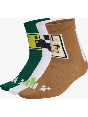 Adidas Minecraft Çocuk Kahverengi/beyaz/3'lü Çorap