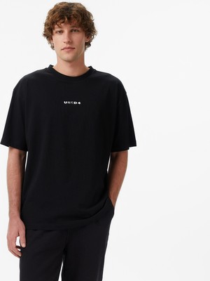 United4 Unıted4 Regular Fit Erkek Siyah T-Shirt