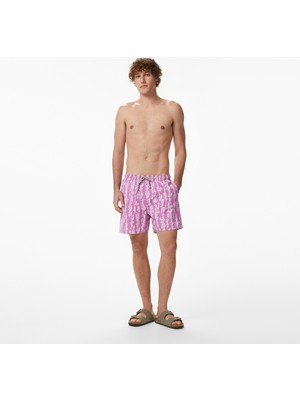 United4 Unıted4 Regular Fit Erkek Pembe Deniz Şortu