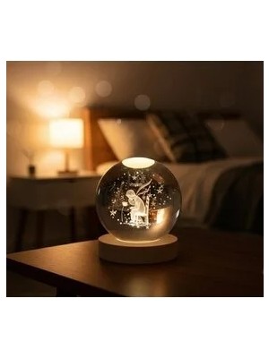 Marvielle Lazer Işlemeli Kristal Küre ile Dekoratif ve Işıklı Gece Lambası - Masa ve Gece Lambası