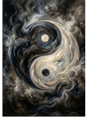 Artmeg Girdap Içinde Yin Yang Dekoratif Kanvas - Mdf Ahşap Tablo