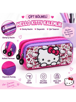PeriMila Hello Kıtty Figürlü Çift Bölmeli Kalem Kutusu Okul Kalemliği