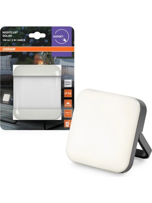 Osram Nightlux Solar 2W 100 Lümen 4000K IP54 Güneş Enerjili Usb-C Şarjlı LED Aydınlatma