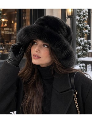 Wearflawless Kadın Peluş Kürklü Şapka, Yumuşak Sıcak Tutan Kışlık Bucket Şapka, Suni Kürk Trend Kışlık Şapka