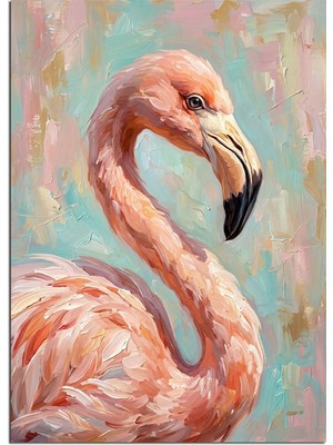 Artmeg Pembe Flamingo Pop Art Portresi Dekoratif Kanvas - Mdf Ahşap Tablo