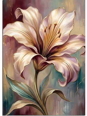 Artmeg Pastel Tonlarda Zarif Beyaz Zambak Dekoratif Kanvas - Mdf Ahşap Tablo
