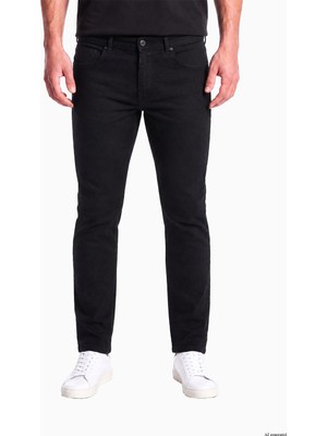Paul & Shark Erkek Normal Kalıp Pamuklu Düz Paça Esnek Denim Siyah Jeans 16314174-011