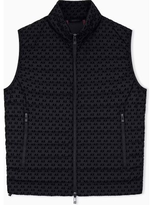 Armani Exchange Erkek Fermuarlı Logo Desenli Siyah Yelek XM003511 AF19870-UC001