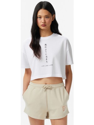 United4 Unıted4 Regular Fit Kadın Beyaz T-Shirt