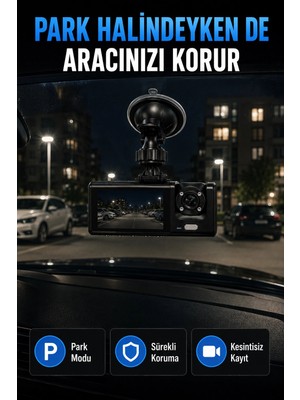 Astraltech 1080P Full Hd Araç Içi Kamera Wifi Bağlantılı Çift Kameralı Geniş Açılı Araç Kayıt Kamerası