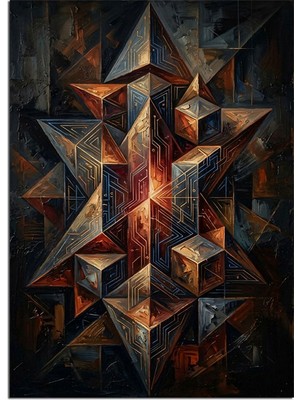 Artmeg Geometrik Yıldız Kristal Soyut Tablo Dekoratif Kanvas - Mdf Ahşap Tablo