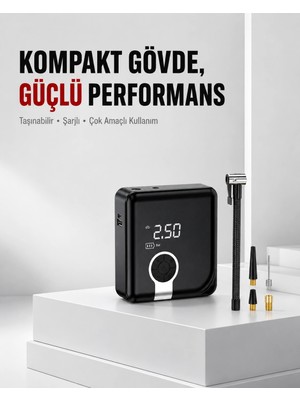 Astraltech 6000MAH Bataryalı Type-C Şarjlı Diyafram Tip Kompresör LED Işıklı