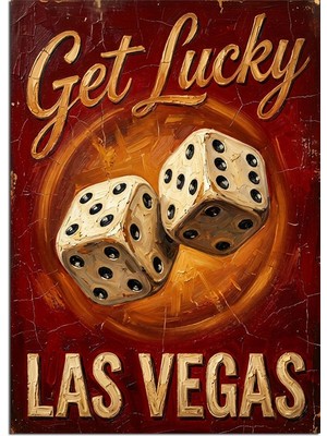 Artmeg Get Lucky Las Vegas Zarlı Poster Dekoratif Kanvas - Mdf Ahşap Tablo