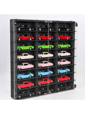 Good Sign 1:32 Diecast Araba Sergileme Vitrini, 24 Araçlık Pleksi Kapaklı 1/32 Ölçek Koleksiyon Oyuncak Araba Rafı