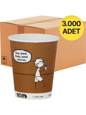 Ofix Karton Bardak Özel Baskılı 7 Oz 180 ml 3000 Adet - Kahverengi - 1 Koli