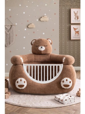 Setay Beşik, Ayıcık Peluş Kumaşlı, Sallanabilir ve Koltuğa Dönüşebilen Beşik