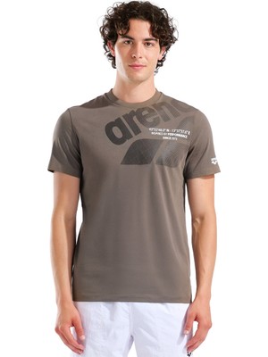 Arena Logo Erkek Kahverengi Günlük Stil T-Shirt 011000250
