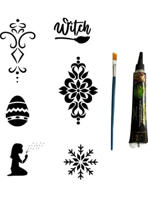 Renas Store Mandala ve Kar Tanesi Hint Kınasıyla Geçici Dövme Yapma Kiti