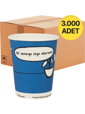 Ofix Karton Bardak Özel Baskılı 7 Oz 180 ml 3000 Adet - Mavi - 1 Koli