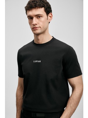 Lufian Marcus Modern Grafik Tişört Koyu Mavi