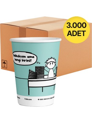 Ofix Karton Bardak Özel Baskılı 7 Oz 180 ml 3000 Adet - Su Yeşili - 1 Koli