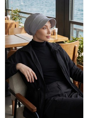 Aisha's Design Siperlikli Penye Şapka Bone,B-73,Gri