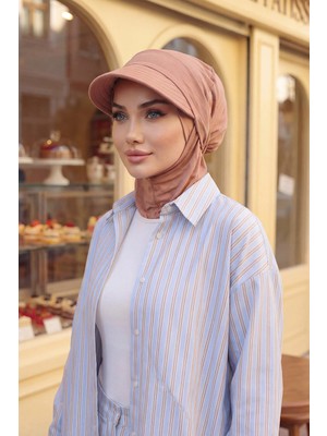 Aisha's Design Çıkarılabilir Siperlikli Tesettür Bone,Kapiçino,B-82