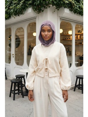 Aisha's Design Kapşon ve Kapatıcı Özellikli Penye Kadın Hazır Bone,B-89P,Lila