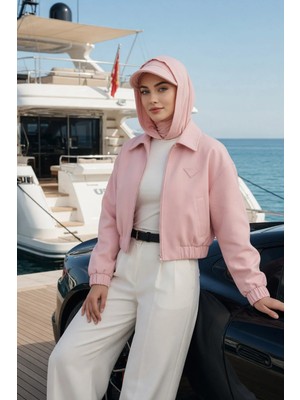 Aisha's Design Siperlik ve Kapatıcı Özellikli Penye Kadın Hazır Bone,B-88P,Pudra