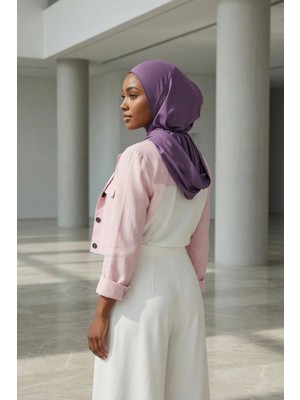 Aisha's Design Kapşon ve Kapatıcı Özellikli Penye Kadın Hazır Bone,B-89P,Mor 2