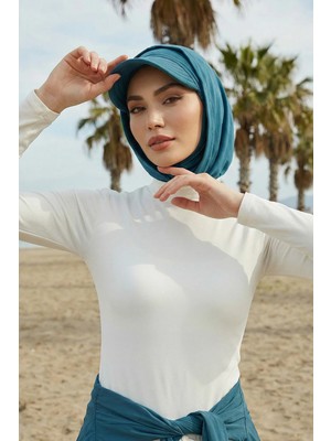 Aisha's Design Siperlik ve Kapatıcı Özellikli Penye Kadın Hazır Bone,B-88P,Petrol