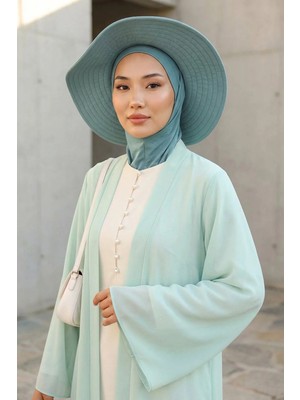 Aisha's Design Çıkarılabilir Arkası Fiyonklu Şapkalı Ninja Bone Türban,S-5,Koyu Mint