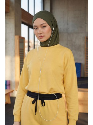 Aisha's Design Boyun Kapatıcı Özellikli ve Kulaklık Girişli Penye Bone,B-94,Haki