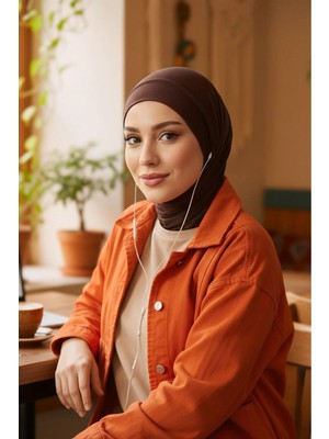Aisha's Design Boyun Kapatıcı Özellikli ve Kulaklık Girişli Penye Bone,B-94,Kahverengi