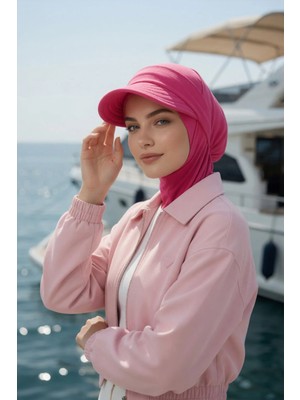 Aisha's Design Çıkarılabilir Siperlikli Tesettür Bone,Fuşya,B-82