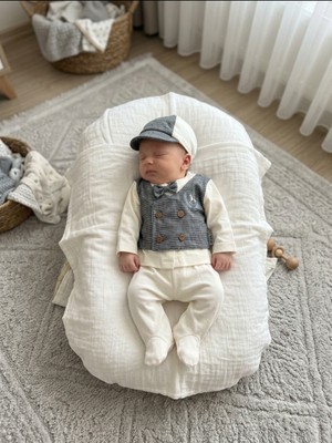 Bambik Baby Zuhu %100 Pamuk Atlı 10'lu Erkek Bebek Hastane Çıkışı Seti (0-3 Ay)