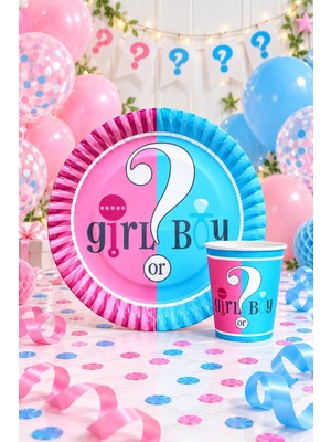 Patladı Gitti Cinsiyet Partisi Girl Or Boy Temalı 8 Li Bardak Tabak Set