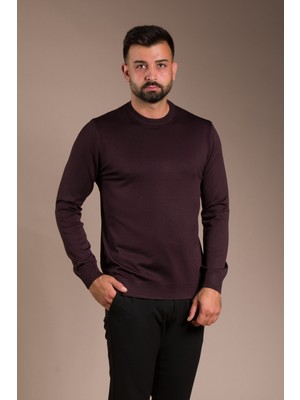 Zeki Özer Erkek Mürdüm Basic Triko Kazak