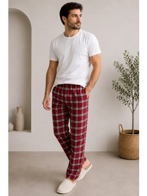 Formo Erkek %100 Doğal Organik Pamuk Ekose Cepli Kaliteli Pijama Altı