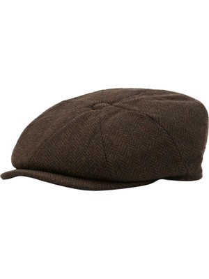 Barbour Fyne Tweed Baker Şapka BR91 Dark Brown