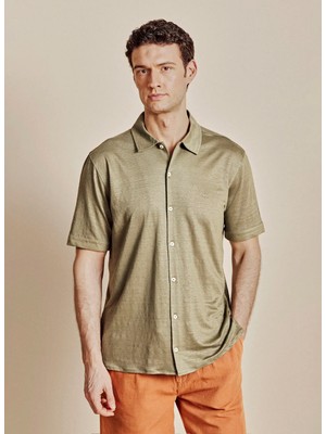 Brooks Brothers Lacivert Erkek %100 Keten Gömlek BBSS26MKN004