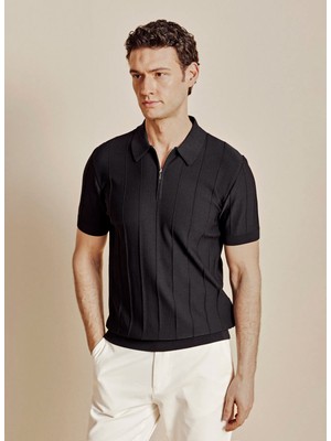 Brooks Brothers Siyah Erkek Fitilli Polo T-Shirt  BBSS26MKL001