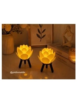 Marvielle LED Işıklı Lotus Gece Lambası 11 cm Plastik Tasarım - Masa ve Gece Lambası