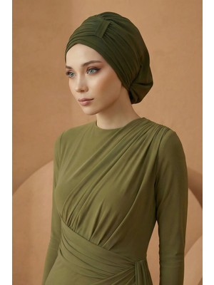 Aisha's Design Pileli Tasarım Şifon Hazır Türban,HT-107,HT-107,Haki Yeşili